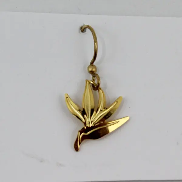 Vintage Leighton LAM Bird of Paradise 18K Gold Plated Brass Earrings