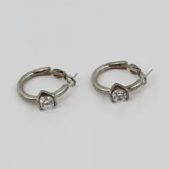 Pair Simulated Diamond Hoop Earrings Post Back