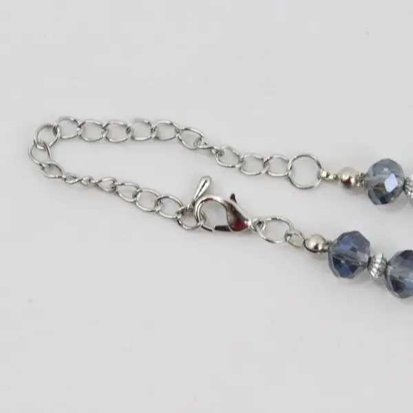 Blue Sodalite Glass Beaded Necklace 21 Inch