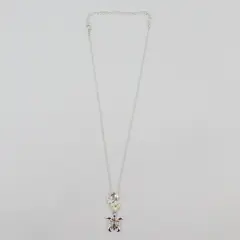 Silver Tone Sea Turtle Plumeria Multicolor Rhinestone Pendant Necklace