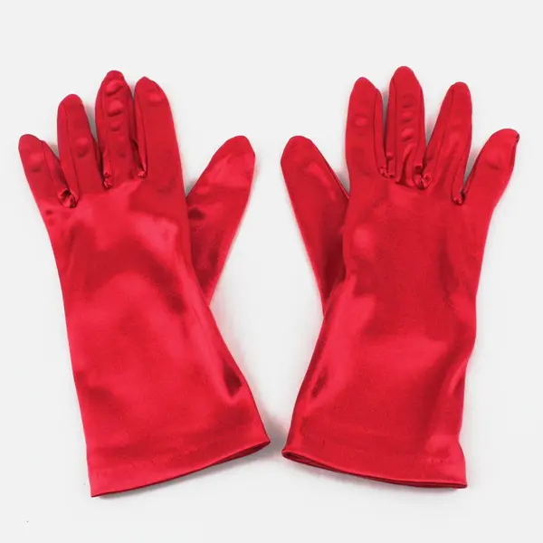 Red Satin Wrist-Length Dress Gloves Formal Costume