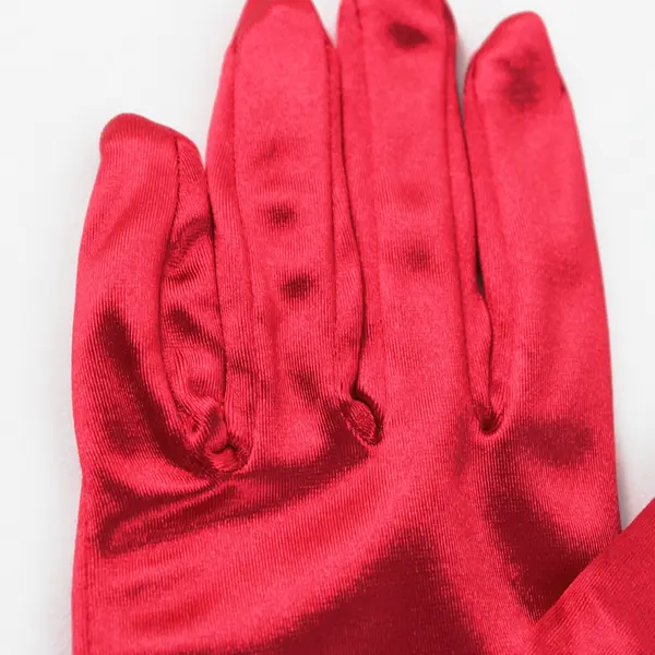 Red Satin Wrist-Length Dress Gloves Formal Costume