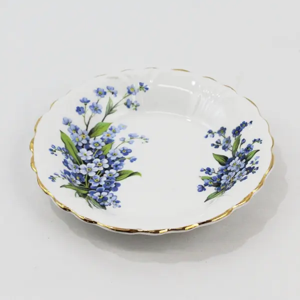 Vtg. Millers Vancouver B.C. Bone China Forget Me Not Trinket Dish 5"
