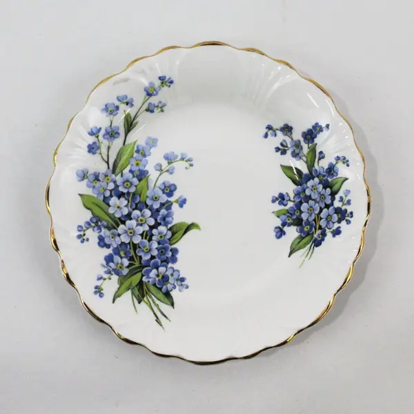 Vtg. Millers Vancouver B.C. Bone China Forget Me Not Trinket Dish 5"