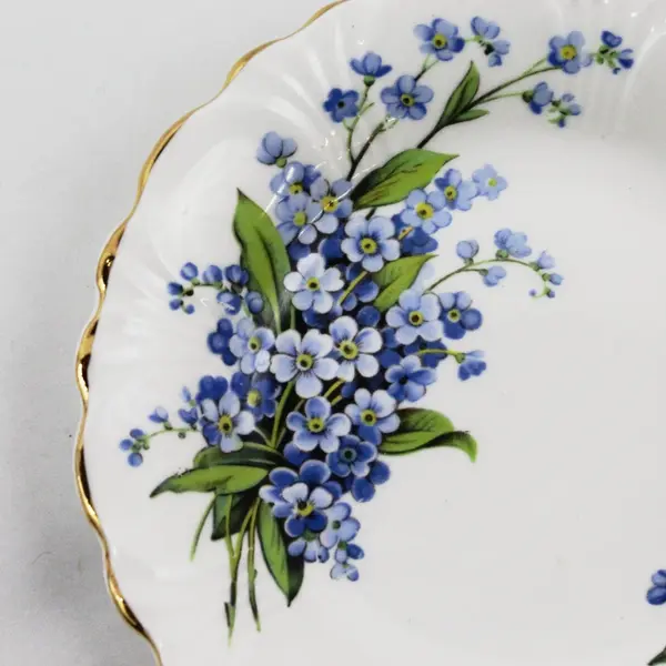 Vtg. Millers Vancouver B.C. Bone China Forget Me Not Trinket Dish 5"