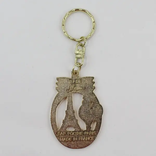 Paris France Eiffel Tower Rooster Tricolor Souvenir Keychain
