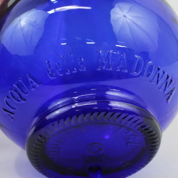 Vtg Acqua della Madonna Teardrop Cobalt Blue Glass Bottle Made in ITALY 10.5”