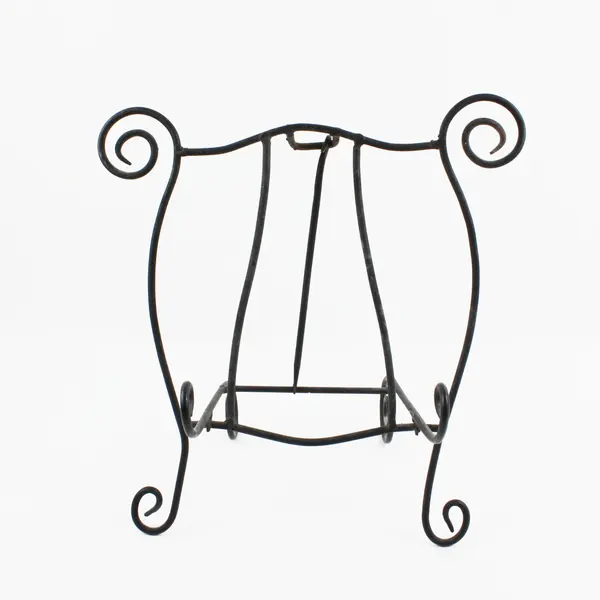 Black Metal Tabletop Display Easel Curved Scroll Accents