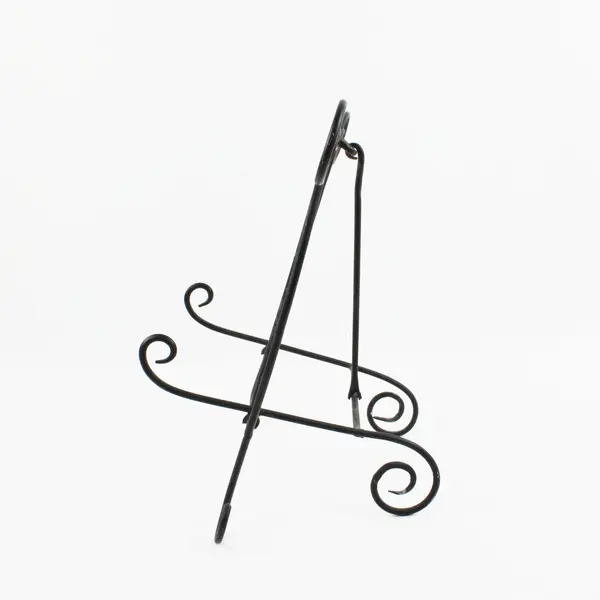Black Metal Tabletop Display Easel Curved Scroll Accents