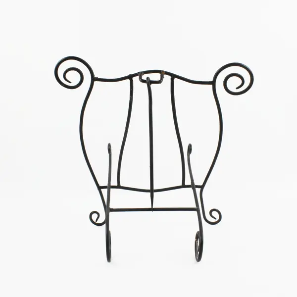 Black Metal Tabletop Display Easel Curved Scroll Accents