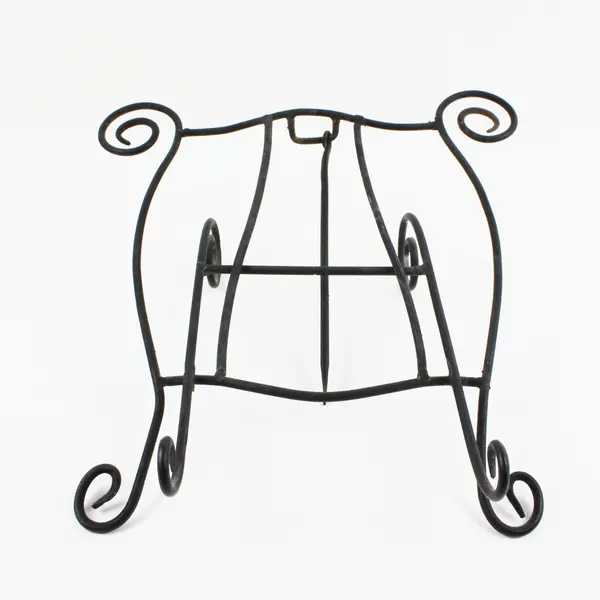 Black Metal Tabletop Display Easel Curved Scroll Accents