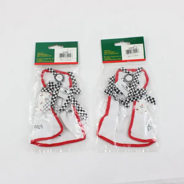 Lot of 2 Kurt S. Adler Santa's World W3565 Aprons Fork & Spoon