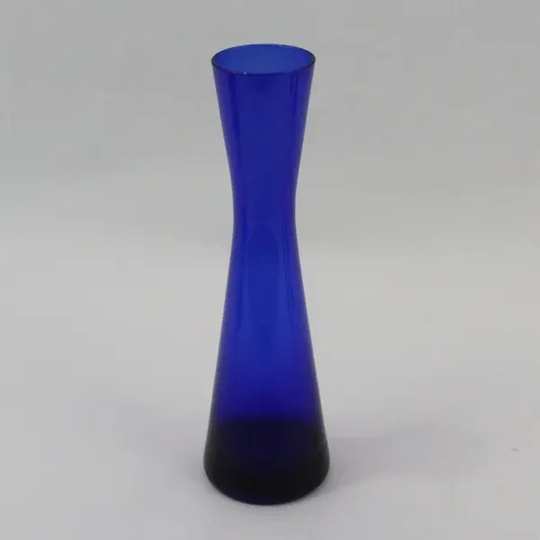 Lot Of 5 Small Cobalt Blue Glass Vases Assorted Sizes And Shapes