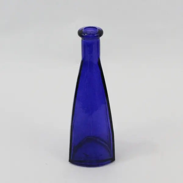 Lot Of 5 Small Cobalt Blue Glass Vases Assorted Sizes And Shapes