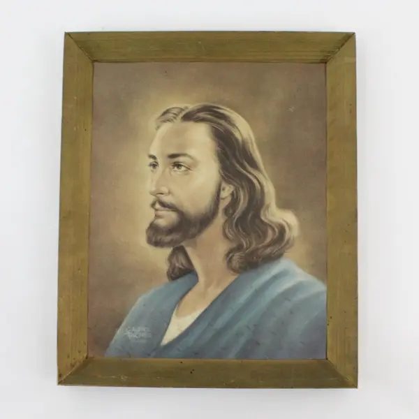 Clarence Thorpe Jesus Christ Portrait Print 1955 Framed Religious Art