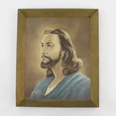 Clarence Thorpe Jesus Christ Portrait Print 1955 Framed Religious Art