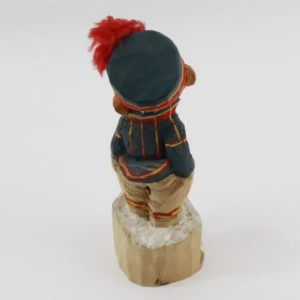 Vintage Henning Norway Hand Carved Wooden Troll Figurine 10in Folk Art