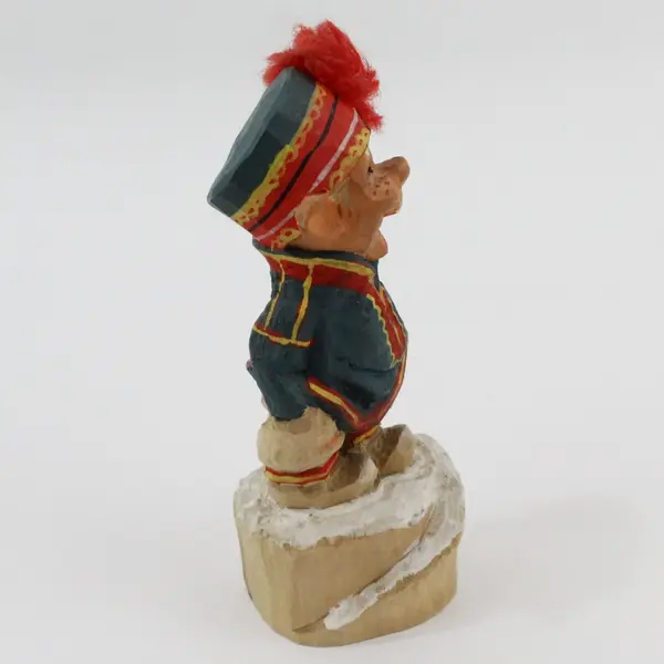Vintage Henning Norway Hand Carved Wooden Troll Figurine 10in Folk Art