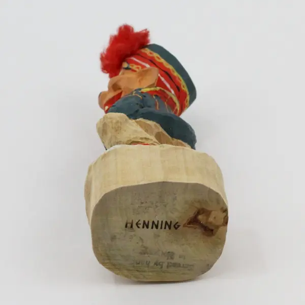 Vintage Henning Norway Hand Carved Wooden Troll Figurine 10in Folk Art