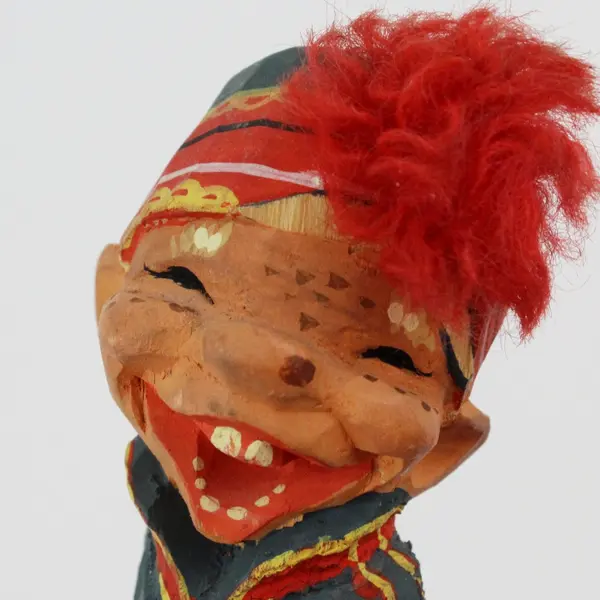 Vintage Henning Norway Hand Carved Wooden Troll Figurine 10in Folk Art