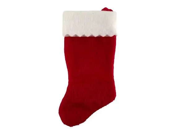 Lot of 7 Vintage Mini Christmas Stockings Red Green White Fuzzy Felt Decorations