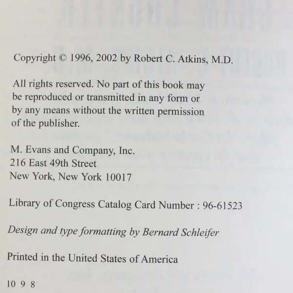 Dr Atkins' New Carbohydrate Gram Counter Robert C Atkins 2002 PB Updated