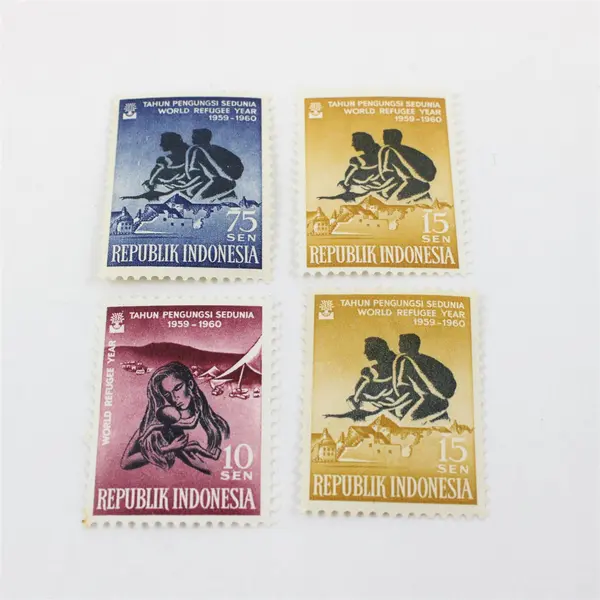 Lot Of 12 Indonesia 1960 World Refugee Year Stamps (2 Sets)