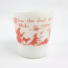 Vintage Fire-King Anchor Hocking Milk Glass Christmas Mug Bless This Food