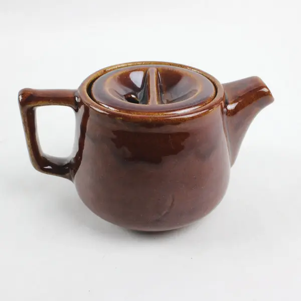 Vintage Brown Glazed Ceramic Teapot Unidentified Maker's Mark