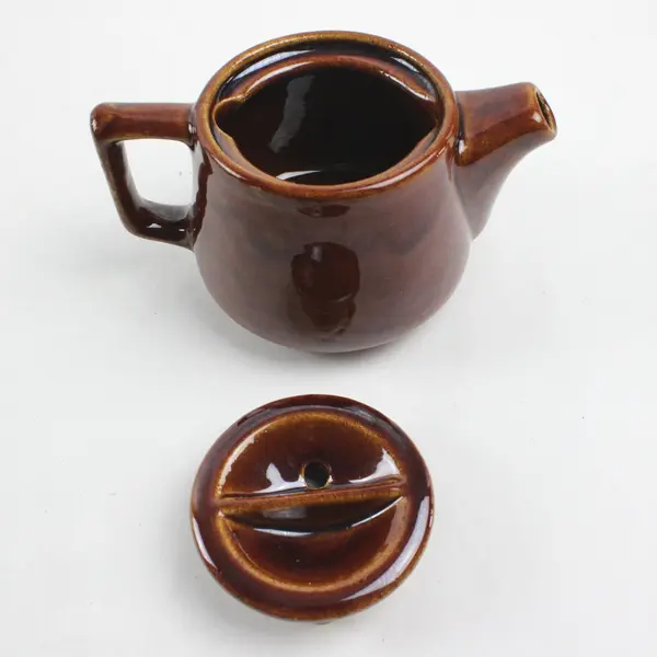 Vintage Brown Glazed Ceramic Teapot Unidentified Maker's Mark