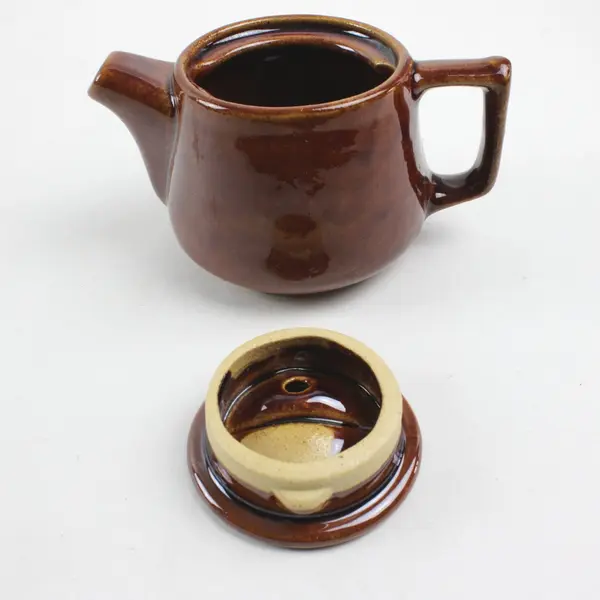 Vintage Brown Glazed Ceramic Teapot Unidentified Maker's Mark