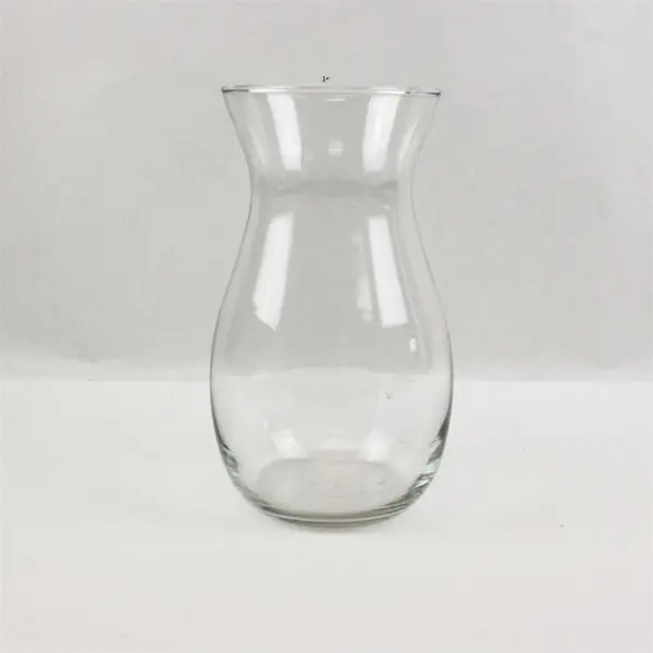 Clear Large Glass Vase Hourglass Shape 9 in Tall