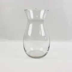 Clear Large Glass Vase Hourglass Shape 9 in Tall