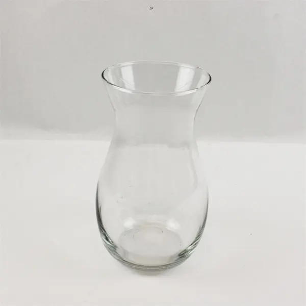 Clear Large Glass Vase Hourglass Shape 9 in Tall