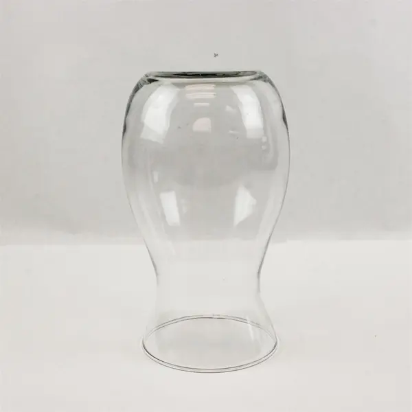 Clear Large Glass Vase Hourglass Shape 9 in Tall