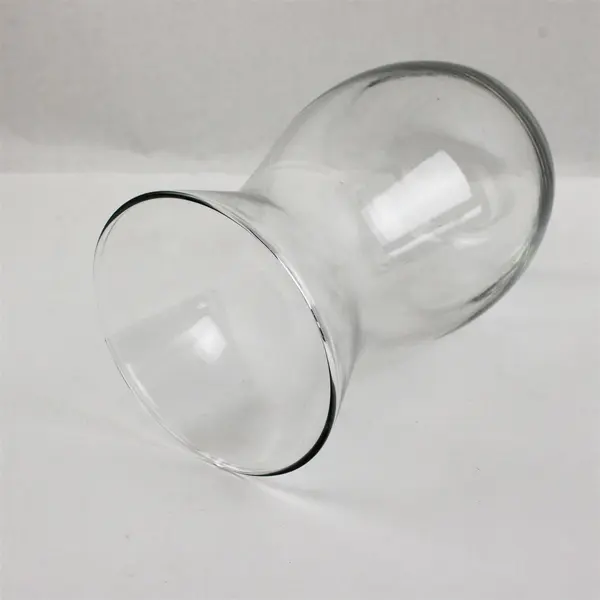 Clear Large Glass Vase Hourglass Shape 9 in Tall