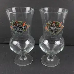 Rainforest Cafe Anaheim Hurricane Glasses Set of 2 Clear Stemmed Barware