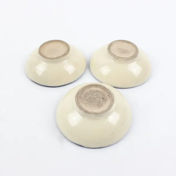 Set of 3 Vintage Japanese Blue White Ceramic Rice Bowls
