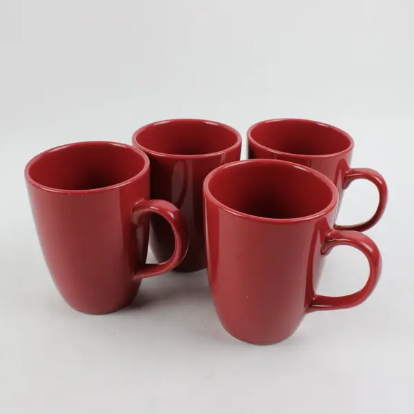 Quadro Pottery Red Stoneware Coffee Mugs Set of 4