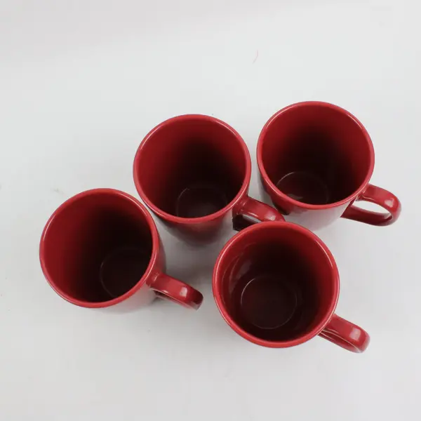 Quadro Pottery Red Stoneware Coffee Mugs Set of 4