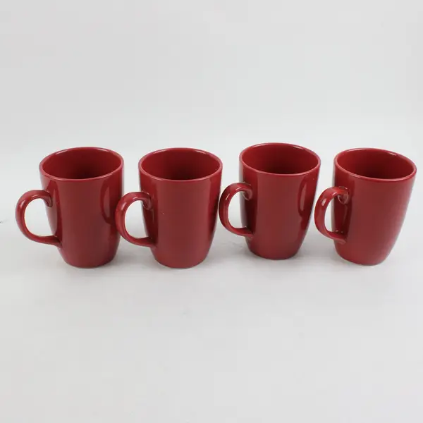 Quadro Pottery Red Stoneware Coffee Mugs Set of 4