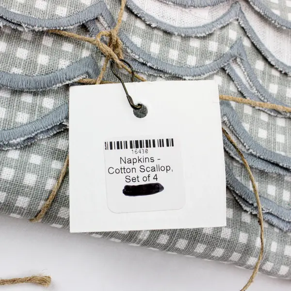 Nash & Nichol Set of 4 Muted Blue Cotton Scalloped Napkins NWT