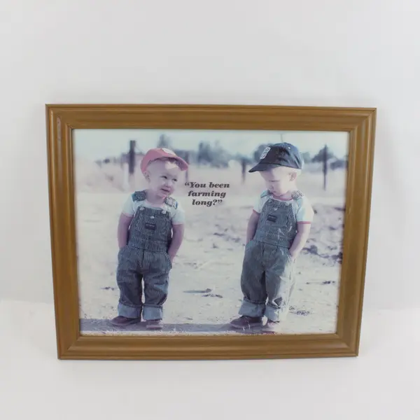 Framed Twin Toddlers Farming Wall Decor "You Been Farming Long?" 16.5x20.5"