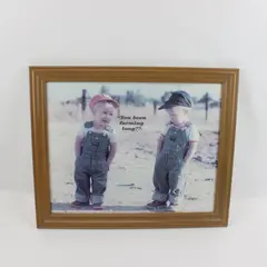 Framed Twin Toddlers Farming Wall Decor "You Been Farming Long?" 16.5x20.5"