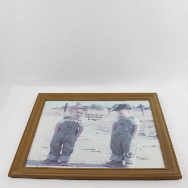 Framed Twin Toddlers Farming Wall Decor "You Been Farming Long?" 16.5x20.5"
