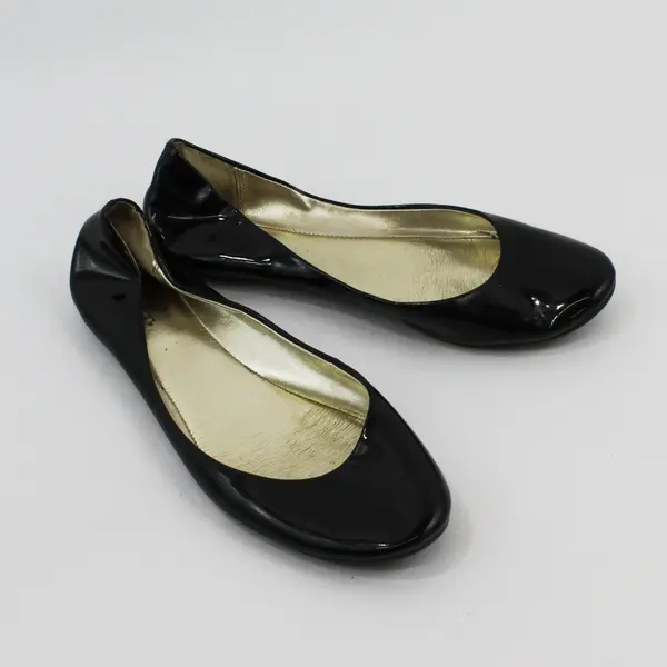 Xhilaration Shiny Black Round Toe Flats Size 9 