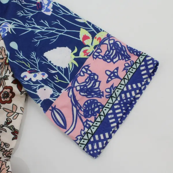 Short Sleeve Midi Mixed Pattern Dress Size Medium Casual Unique
