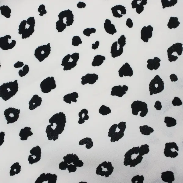 Lush Women's Large Leopard Print Roll-Tab Sleeve Blouse Off-White Black