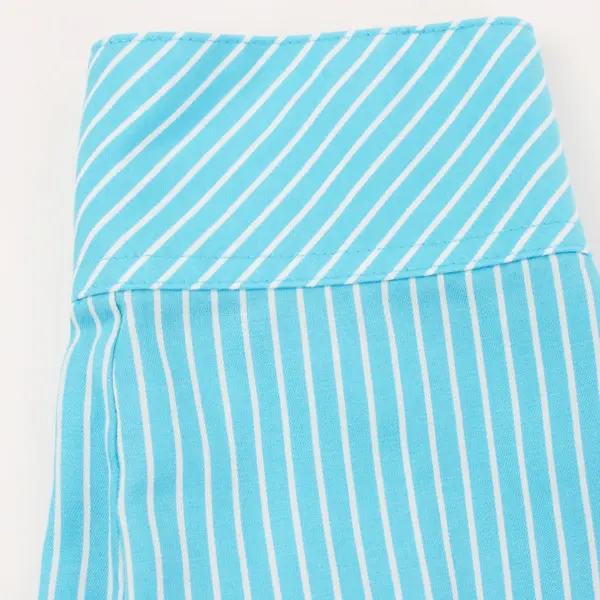 Foxcroft Women's 16W Sky Blue White Striped Button-Up Shirt FLAW