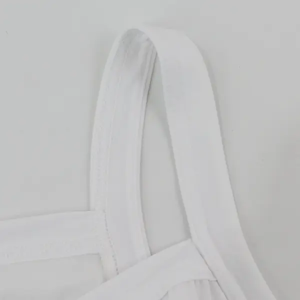 White Sleeveless Tank Top Blouse Ruched Square Neckline and Hem Estimated Sz L